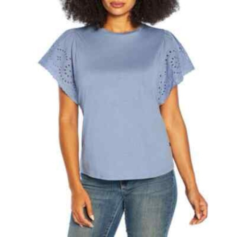 Women’s Gap Blue Eyelet Sleeve Blue Top